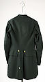 Cutaway coat, wool, metal, American