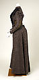 Walking dress, wool, silk, American