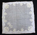 Handkerchief, linen, probably American
