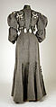 Dress, Bon Marché (French, founded ca. 1852), wool, velvet, French