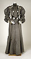Dress, Bon Marché (French, founded ca. 1852), wool, velvet, French