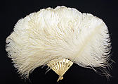 Fan, ivory, feathers, American or European