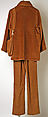Pantsuit, Bonnie Cashin (American, Oakland, California 1908–2000 New York), alpaca, leather, metal, American
