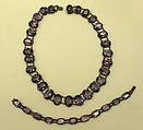 Jewelry set, stone, silver, amethyst, American or European