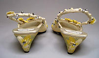 Evening shoes, House of Dior (French, founded 1946), silk, cotton, glass, metal, leather, French