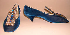 Evening shoes, House of Dior (French, founded 1946), silk, leather, glass, metal, plastic, French