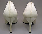 Evening shoes, House of Dior (French, founded 1946), silk, leather, glass, metallic thread, French