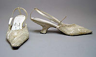 Evening sandals, House of Dior (French, founded 1946), silk, nylon, glass, leather, French