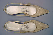 Evening sandals, House of Dior (French, founded 1946), silk, nylon, glass, leather, French