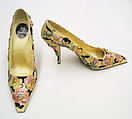 Pumps, House of Dior (French, founded 1946), silk, leather, metallic thread, plastic, French