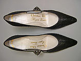 Evening shoes, House of Dior (French, founded 1946), silk, leather, plastic, metal, glass, French