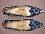 Evening shoes, House of Dior (French, founded 1946), silk, leather, glass, French
