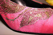 Evening shoes, House of Dior (French, founded 1946), silk, leather, silver thread, French