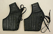 Skating puttees, leather, metal, cotton, probably American