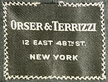 Suit, Orser &amp; Terrizzi (American), wool, American