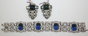 Jewelry set, base metal, glass, American