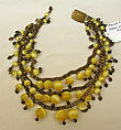 Necklace, glass, brass (?), American