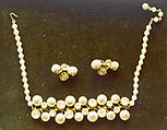 Jewelry set, plastic, base metal, glass, probably American