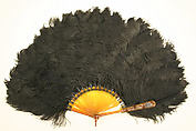 Fan, plastic, feathers, metal, glass, American or European