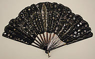 Fan, cotton, metal (silver), plastic, American or European