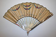 Fan, silk, metal, ivory, French