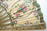 Fan, silk, metal, ivory, French