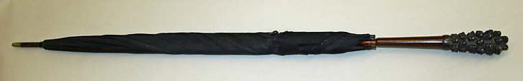 Umbrella, silk, wood, metal, silver, American
