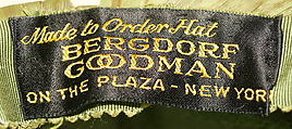 Hat, Bergdorf Goodman (American, founded 1899), palm, American