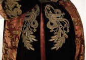 Walking dress, silk, metallic thread, probably American
