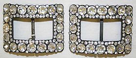 Shoe buckles, metal, glass, French