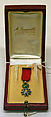Medal, (a) silk, metal, glass, diamond; (b) leather, French