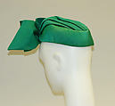 Pillbox hat, Sally Victor (American, 1905–1977), silk, American