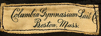 Gym suit, Columbia Gymnasium Suit Co. (American), cotton, American