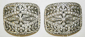 Shoe buckles, aluminum, glass, probably French