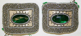 Shoe buckles, metal, glass, silk, American or European