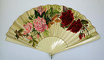 Fan, silk, ivory, American