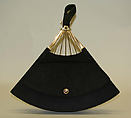 Purse, leather, brass, American