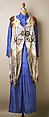 Evening ensemble, Zandra Rhodes  British, silk, feathers, ink, British