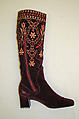 Boots, House of Charles Jourdan  French, cotton, silk, French
