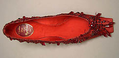 Evening shoes, House of Dior (French, founded 1946), silk, metallic thread, glass, plastic, metal, French