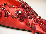 Evening shoes, House of Dior (French, founded 1946), silk, metallic thread, glass, plastic, metal, French