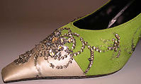 Evening shoes, House of Dior (French, founded 1946), silk, glass, metal, French