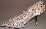 Wedding shoes, House of Dior (French, founded 1946), silk, nylon, glass, metal, plastic, French