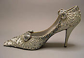 Evening shoes, House of Dior (French, founded 1946), silk, plastic, glass, metal, French