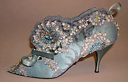 Evening boots, House of Dior (French, founded 1946), silk, leather, cotton, plastic, glass, French