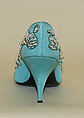 Evening shoes, Christian Dior (French, Granville 1905–1957 Montecatini), silk, metallic thread, plastic, glass, French