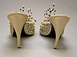 Evening slippers, House of Dior (French, founded 1946), silk, leather, metallic thread, plastic, glass, French