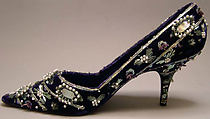 Shoes, Roger Vivier (French, 1913–1998), silk, metallic thread, plastic, glass, French