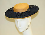 Hat, Lord & Taylor (American, founded 1826), straw, silk, American