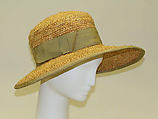 Hat, Lord & Taylor (American, founded 1826), raffia, silk, American